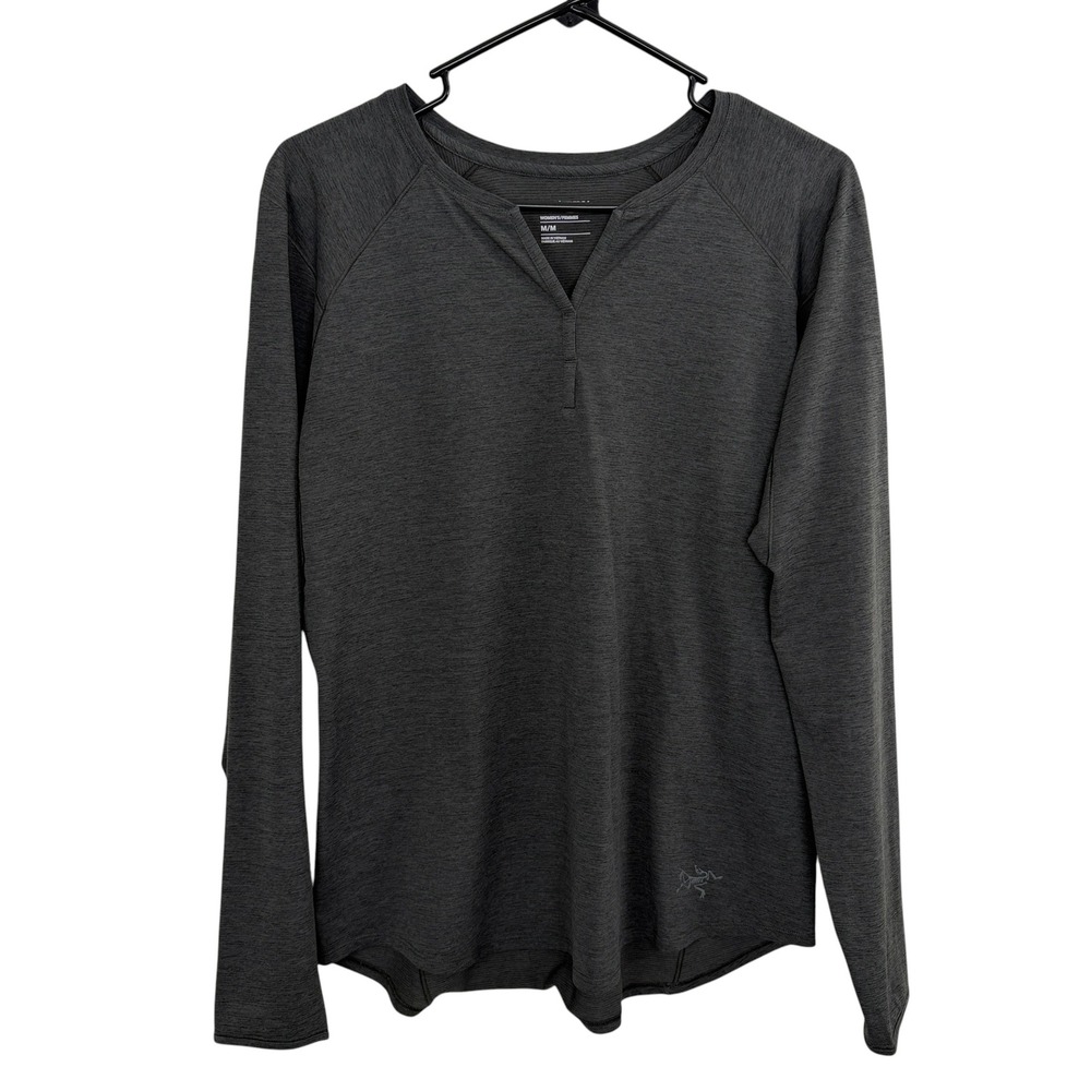 Arc'teryx Kadem Henley Top Womens Medium Dark Gray Long Sleeve Performance Shirt
